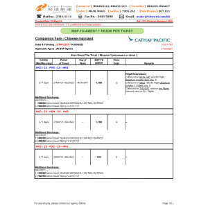 Companion Fare - Chinese mainland